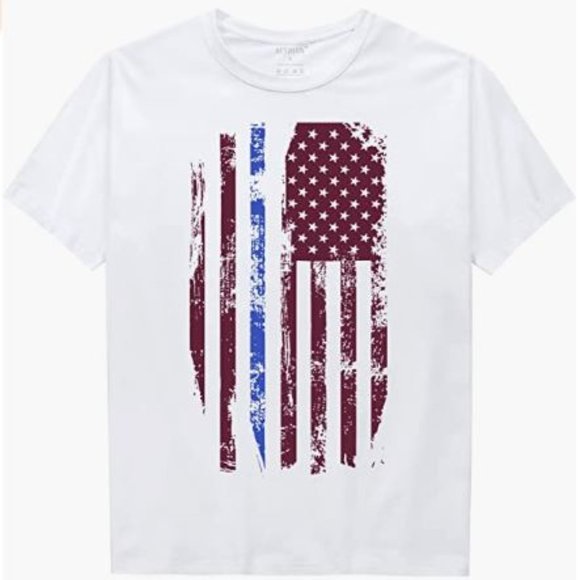 American Flag Casual Slim Fit Cotton Soft Lightweight Crew Neck Short Sleeve Tee - Picture 1 of 4